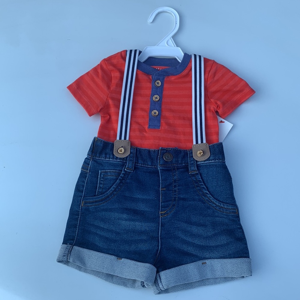 💰Cat & Jack 2 Piece Outfit with Suspenders
